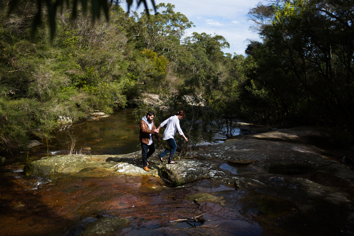 006_just engaged couple explore somersby falls with prewedding photographer